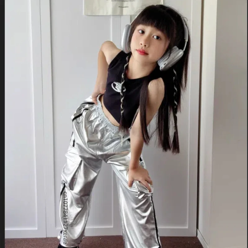 Trajes de baile de jazz para niñas, tops de colores brillantes, pantalones, conjuntos de hip-hop, actuaciones de danza de jazz para niñas, trajes de baile callejero