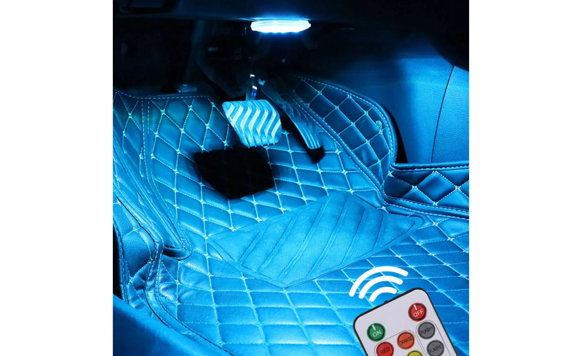 4 Pieces Car Ambient Light with Controller Adhesive Interior Ambient Lighting Kit LED Light Kit Dynamic Modes for Drivers