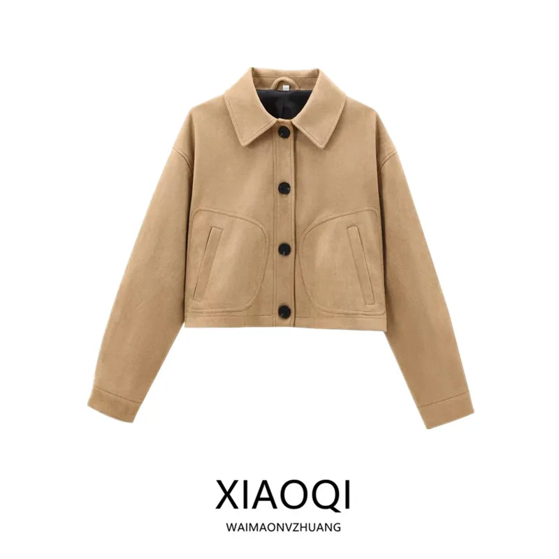 Autunno 2025 Pendolarismo da donna Sle Or Pelle Jaet Long Sve Cappotto versatile Dettaglio bottoni Colletto ampio 4720200