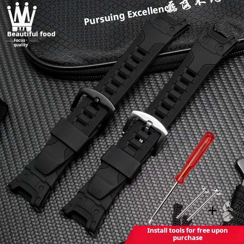 Untuk Casio PROTREK PRG-110Y/C PRW-1300Y PRG-130Y PRW-1500Y takik resin silikon jam tangan pria tali aksesoris alat Gratis