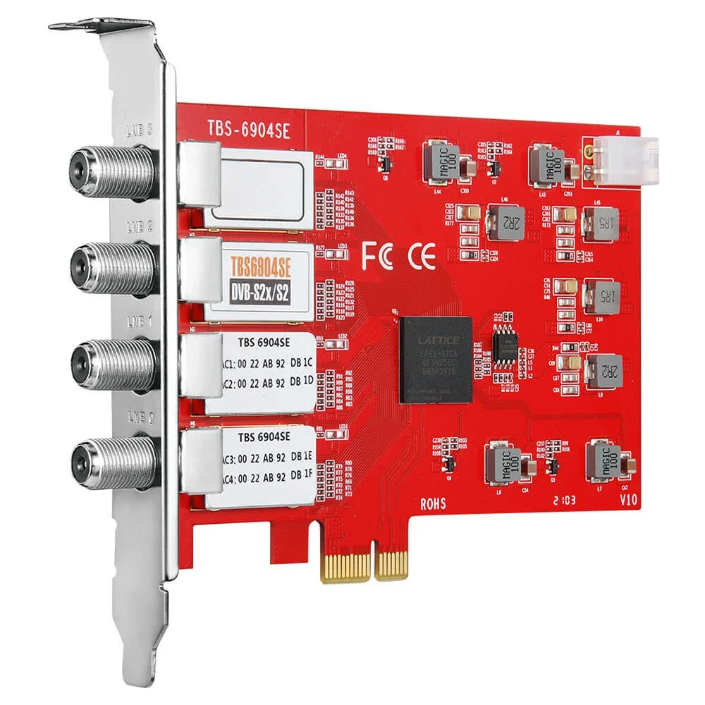 TBS6904se DVB-S S2 S2X Quad Tuner PCIe Card for Watching and Recording Satellite  TV Channels on PC