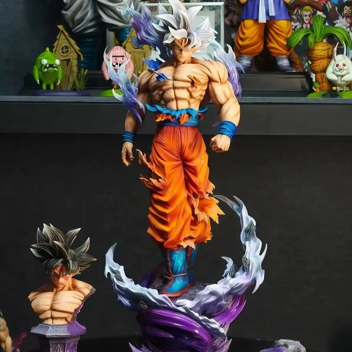 Dragon Ball Super Ultra Instinct Son Goku Figure 21cm 1/8 Scale GK Statue Battle Damage Goku With Special Effects Base Anime Fig
