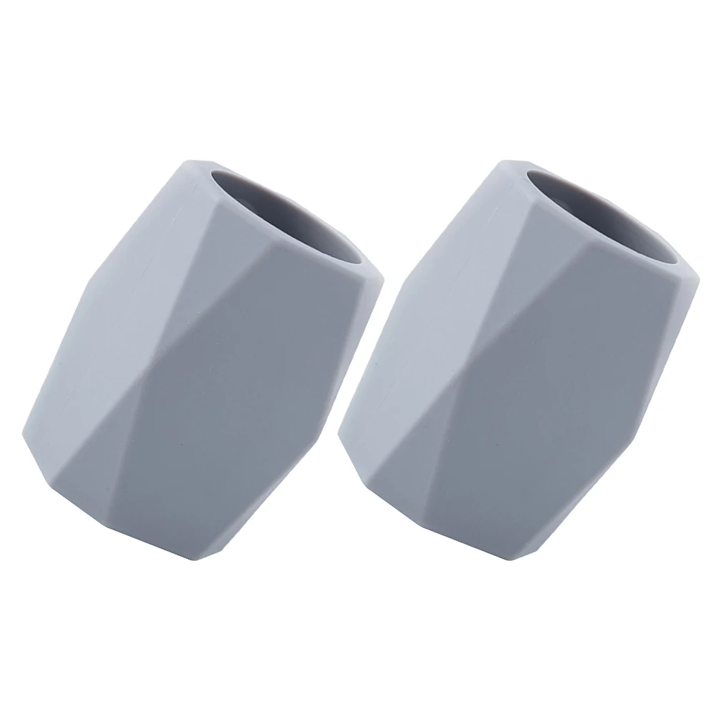 

2pcs Geometry Pen Holder Makeup Organizer Silica Gel Pencil Cup Desk Student Brush Holder Long Lasting Premium Stylish