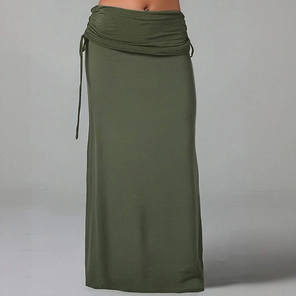 

Women's Elegant Solid Color Midi Skirt Low Waist A-Line for Autumn Dating