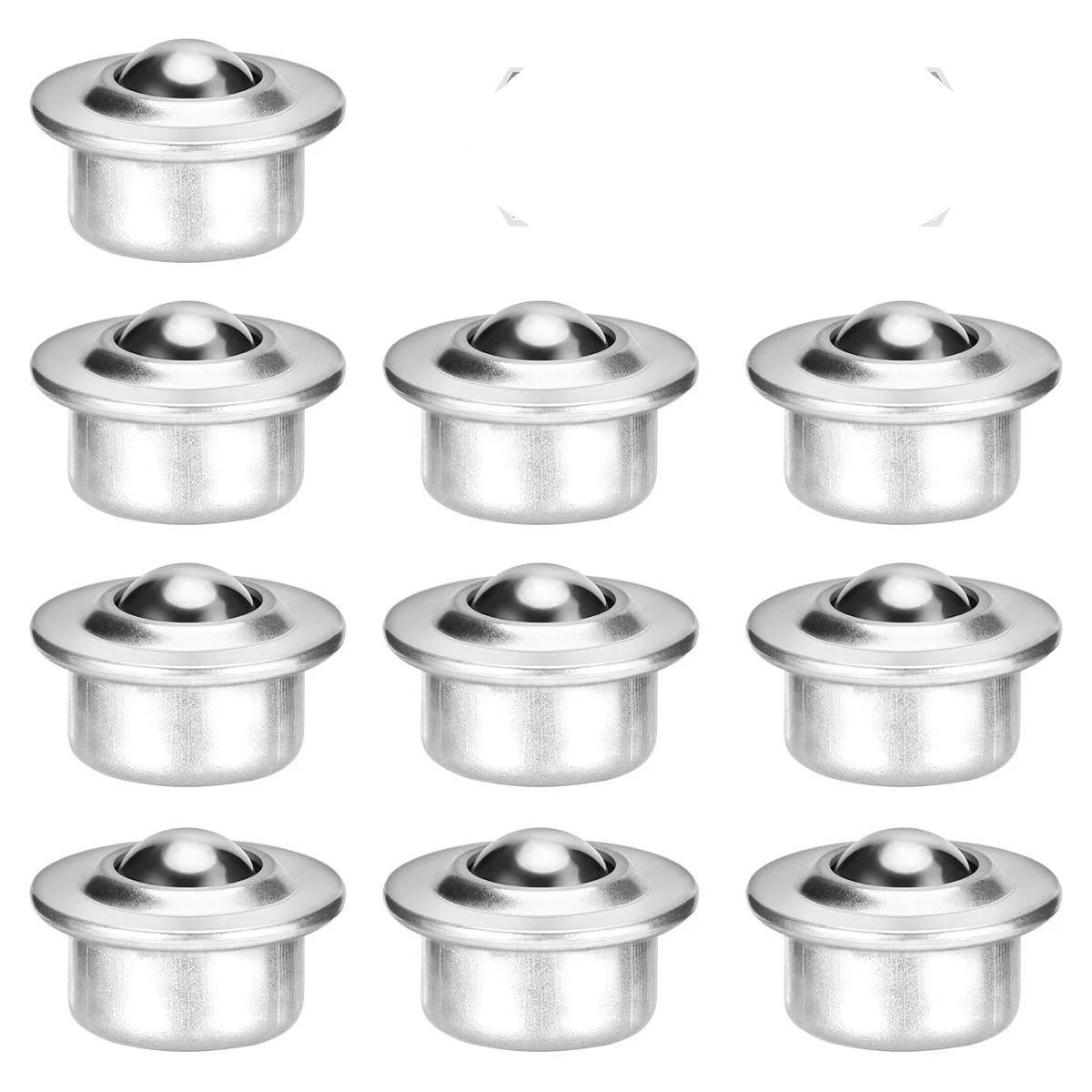 UEETEK 10pcs Stainless Steel Universal Base Metal Ball Bearing Casters Mounted Bearing Transfer Bearings