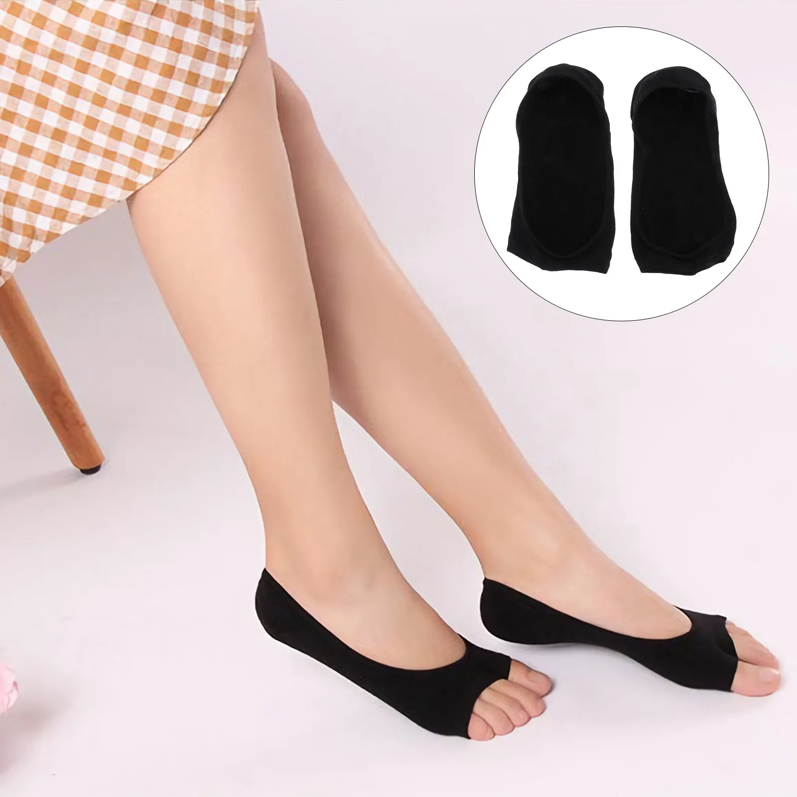Summer Yoga Socks Women Backless Two Toed Light Thin Soft Elastic Breathable Cotton Toe Socks For Practice