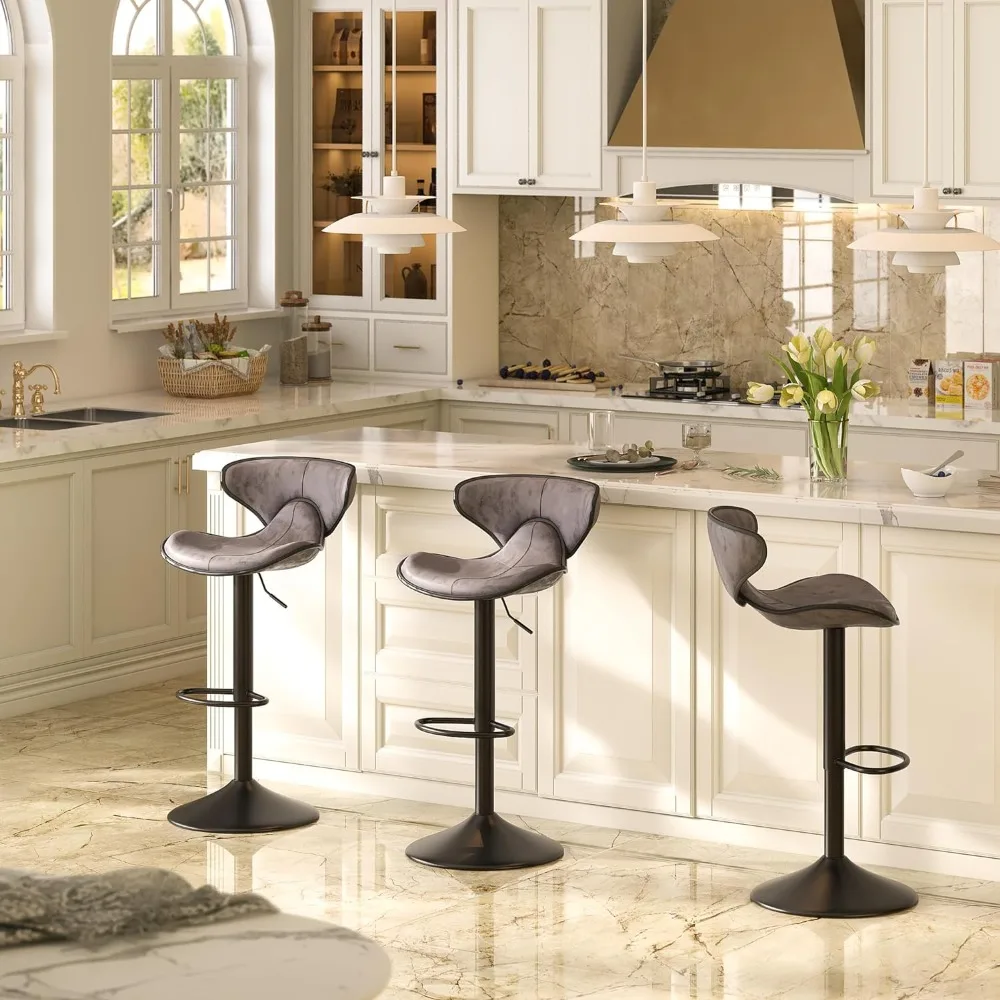 

Bar Stools Set of 2, Swivel Tall Kitchen Counter Island Dining Chair with Backs, Adjustable Counter Height Chairs, Bar Chair