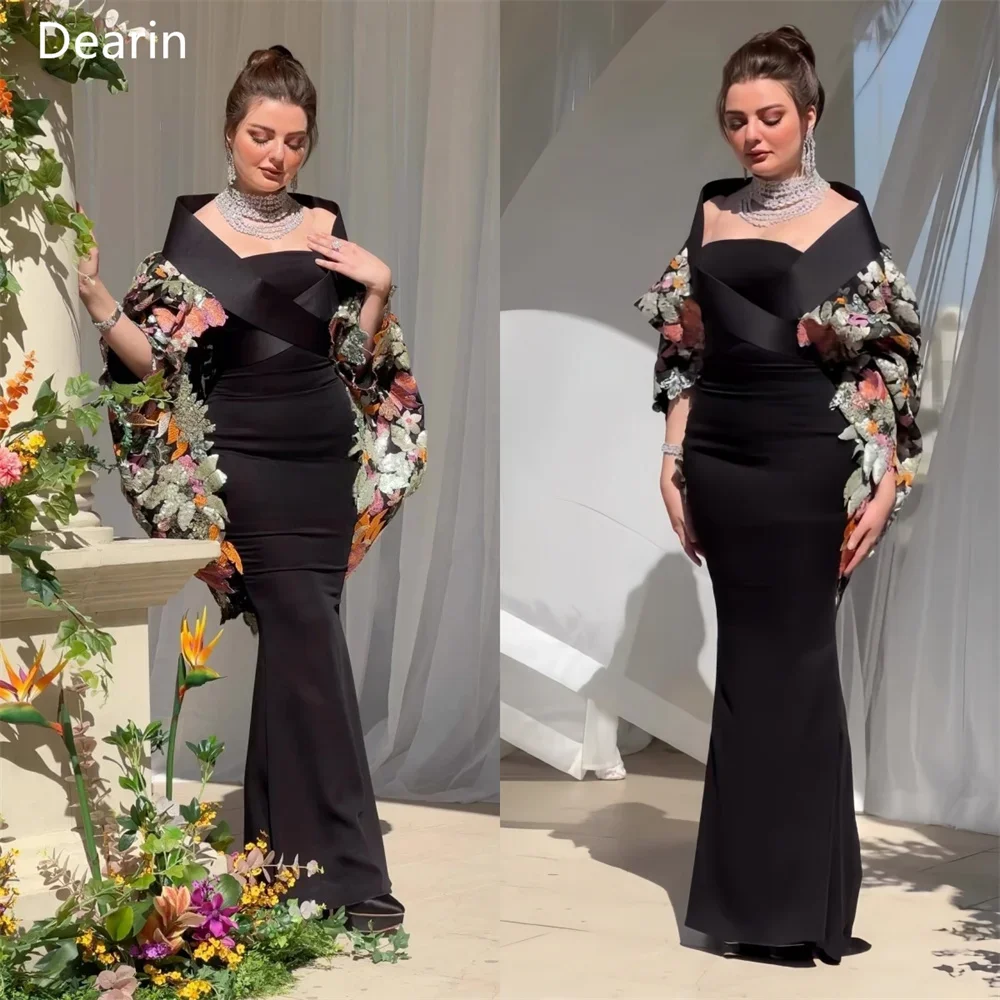 

Customized Formal Dress Dearin Asymmetrical Mermaid Floor Length Skirts Draped Stole Print Bespoke Occasion Dresses Saudi Arabia