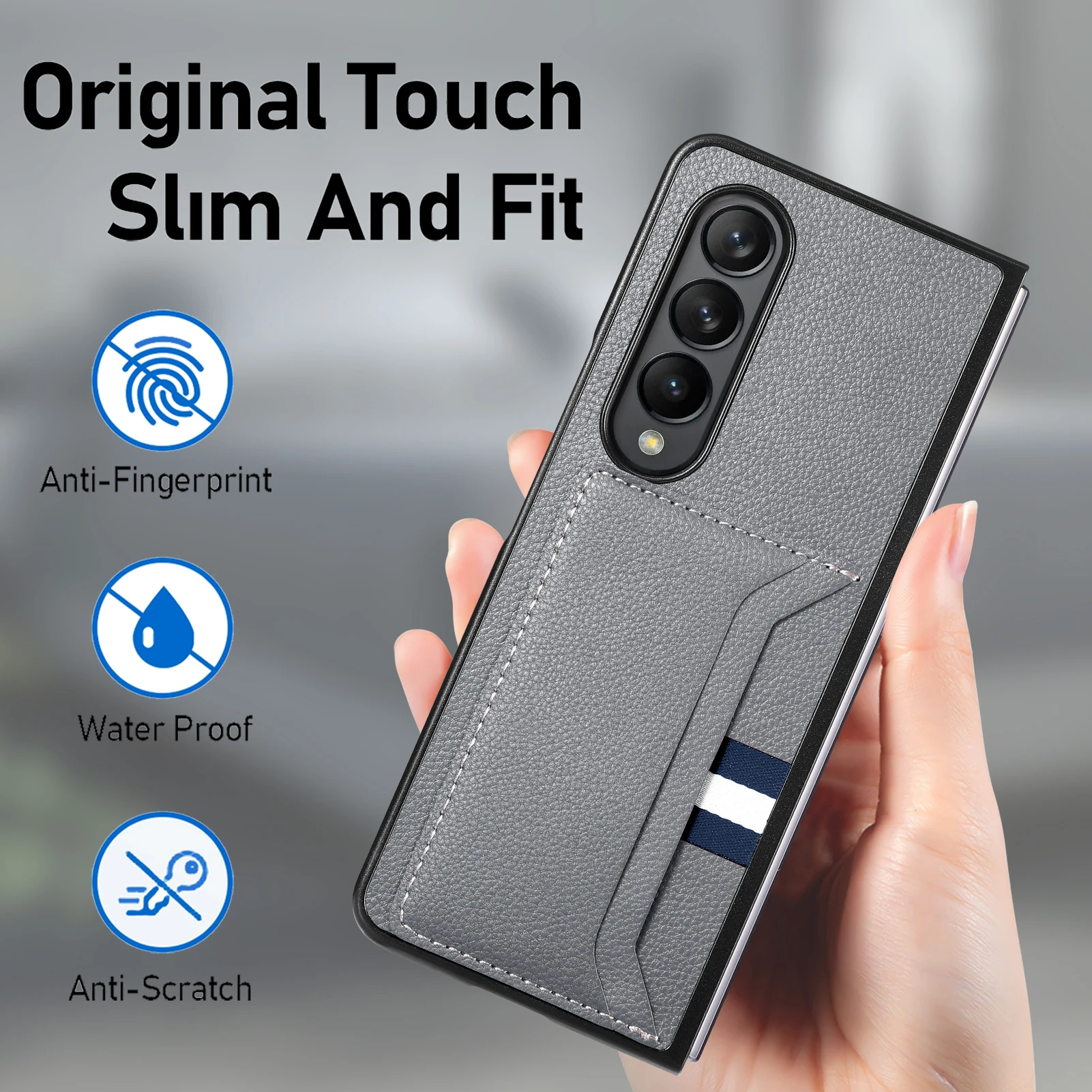 Ultra Thin Slim Leather Card Holder Cover Case for Samsung Galaxy Z Fold 6 5 4 5G Fold3 Fold5 Fold4 Fold 3 2 Fold2 fold6 Cover