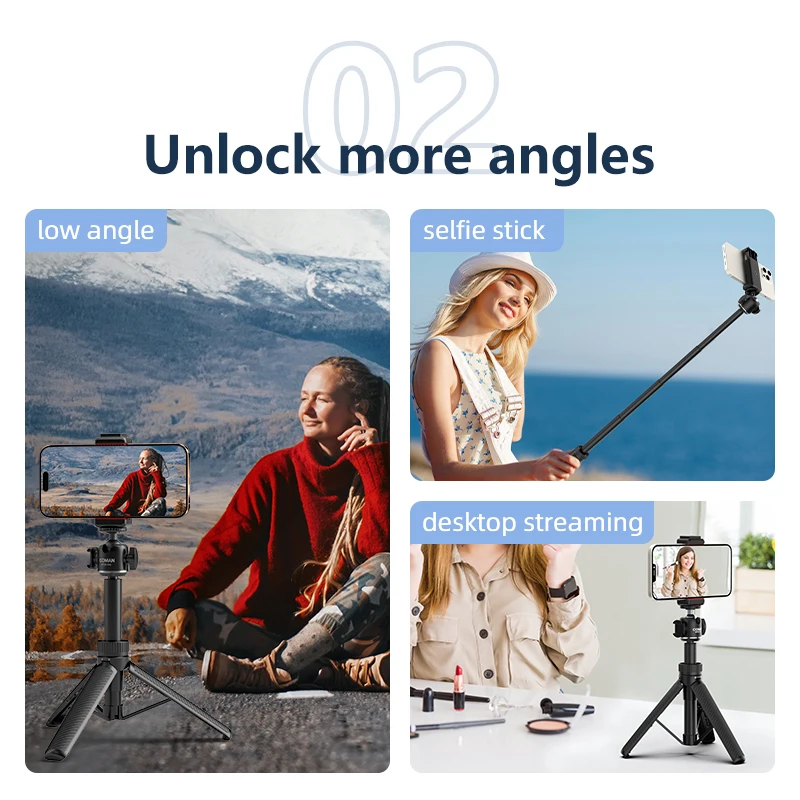 COMAN MT30 Pro 61cm Extendable Phone Tripod Stand Universal Clamp Compatible with For iPhone Samsung Huawei Xiaomi DSLR Camera