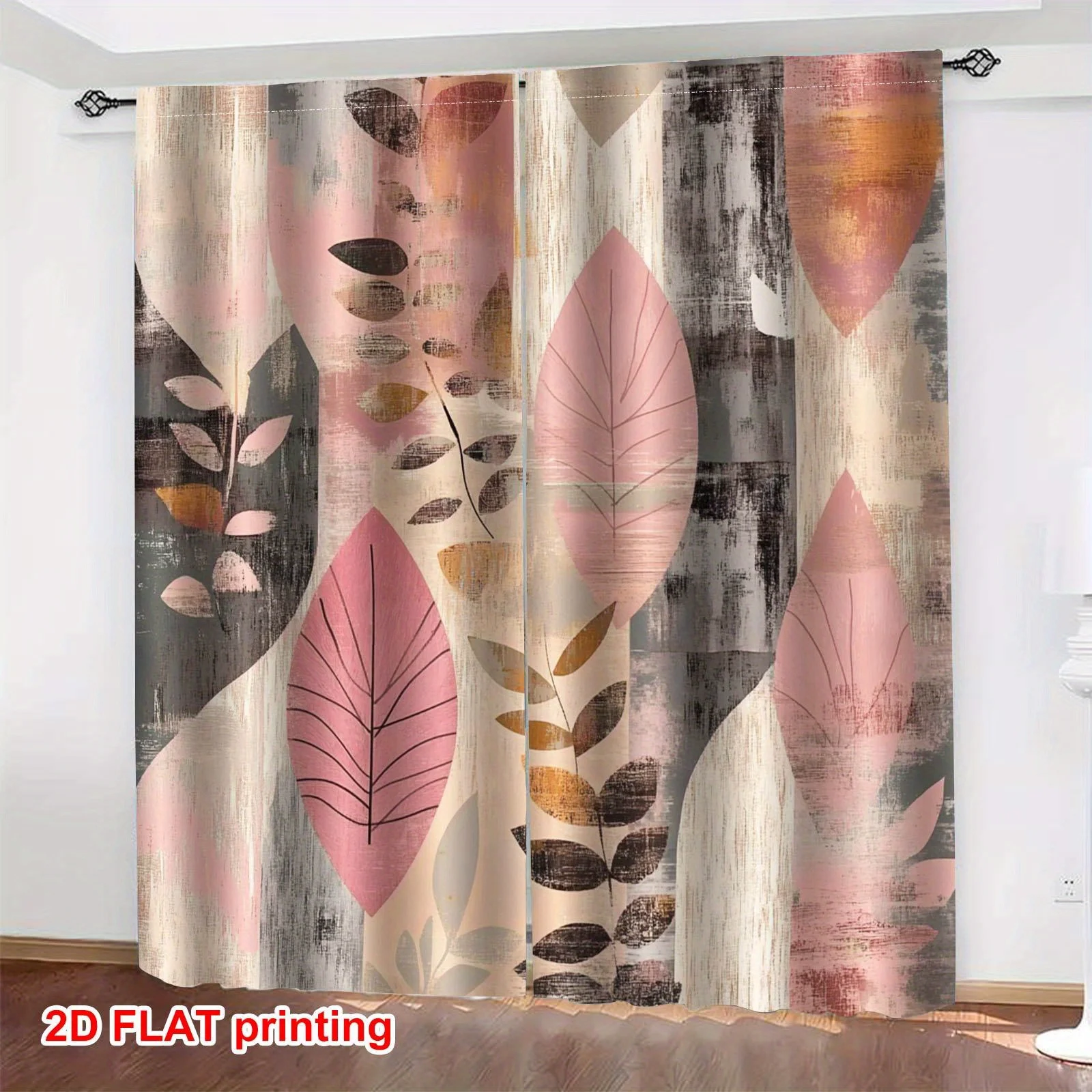 2pcs Autumn Falling Leaves Pattern Suitable for Bedroom, Office Kitchen Living Room, Study Home Decoration Four Seasons Curtains