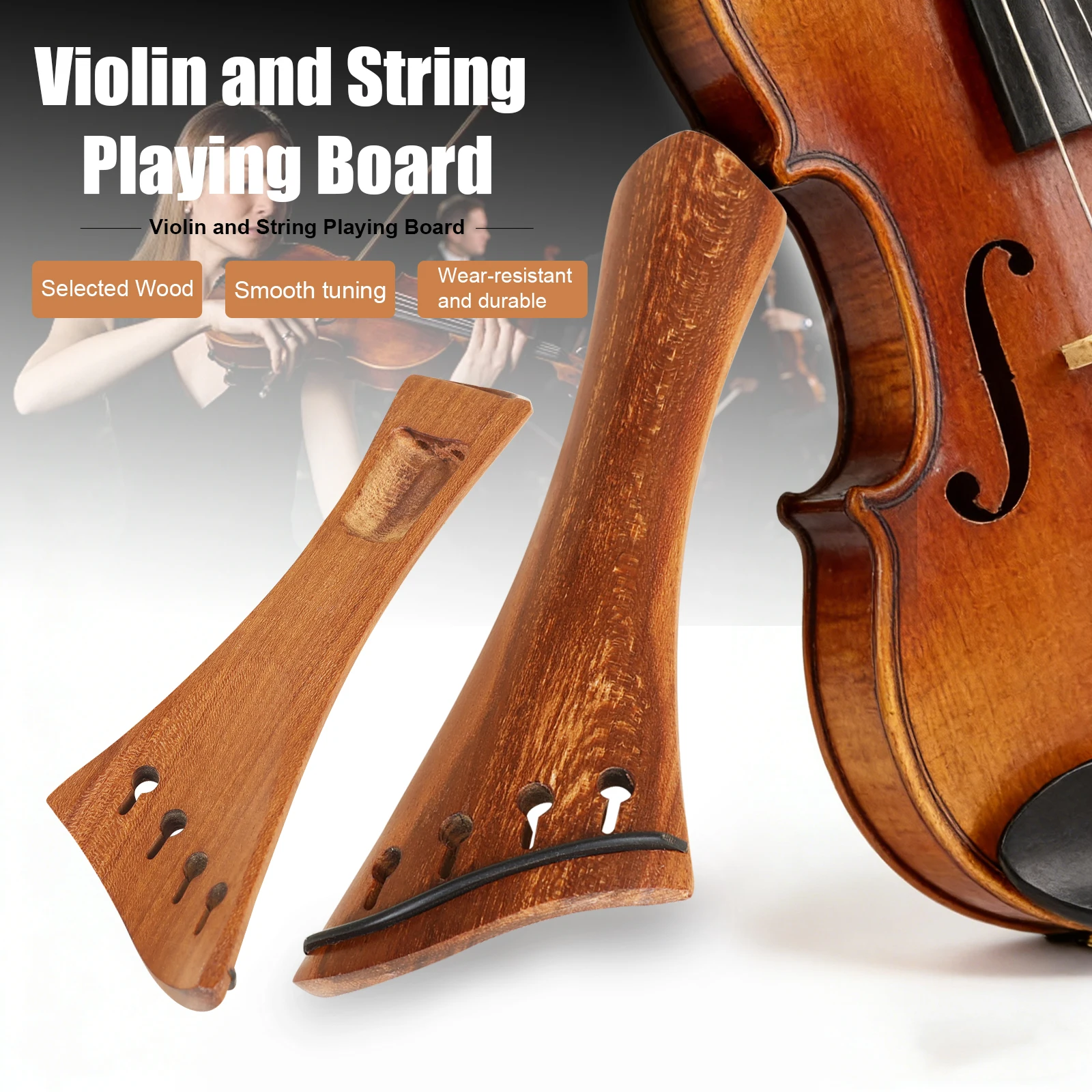 IRIN 4/4 Violin Tailpiece Rosewood Bevelled Edge Plate Fiddle Tailpiece Solid Wood Violin Replacement Parts & Accessories