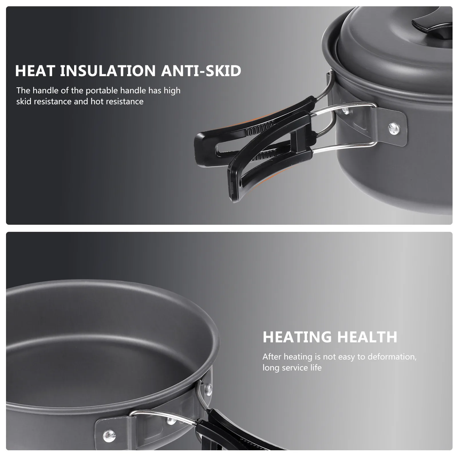 

1Set Camping Cookware Set Outdoor Lightweight Foldable Handle Portable Cooking Tools Picnic Hiking Cooking Utensils