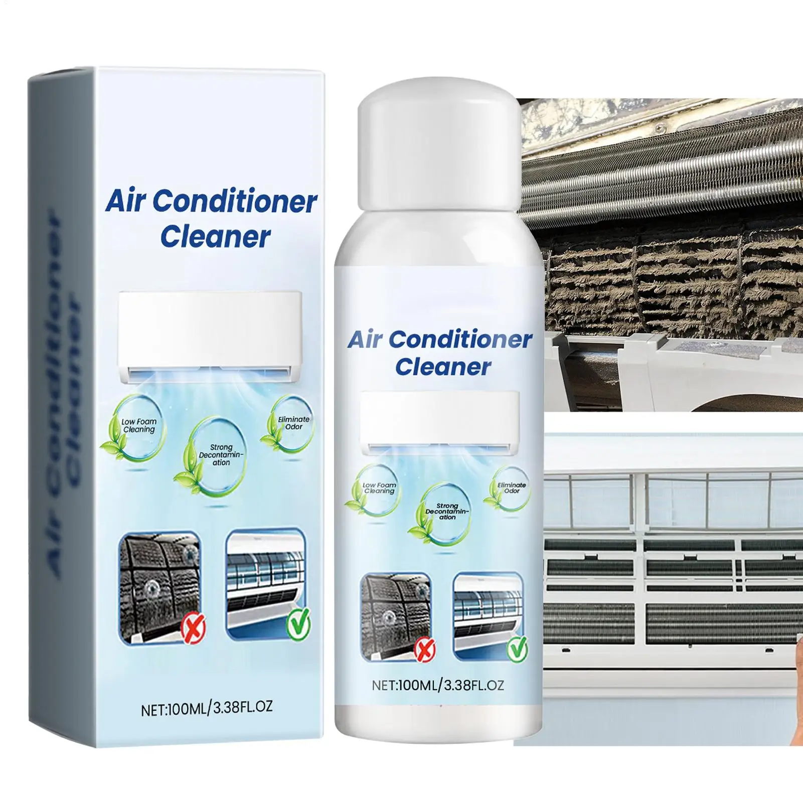 Air Conditioner Cleaner Foam AC Coil Cleaner 100ml Deep Cleaning Spray Freshener Deodorizer Remove Dust Universal Indoor Unit