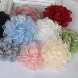 5PCS 10CM Large Organza Gauze Flower DIY Wedding Dress Clothing Shoes Hats Decoration Hairpin Jewelry Accessories Fabric Flowers