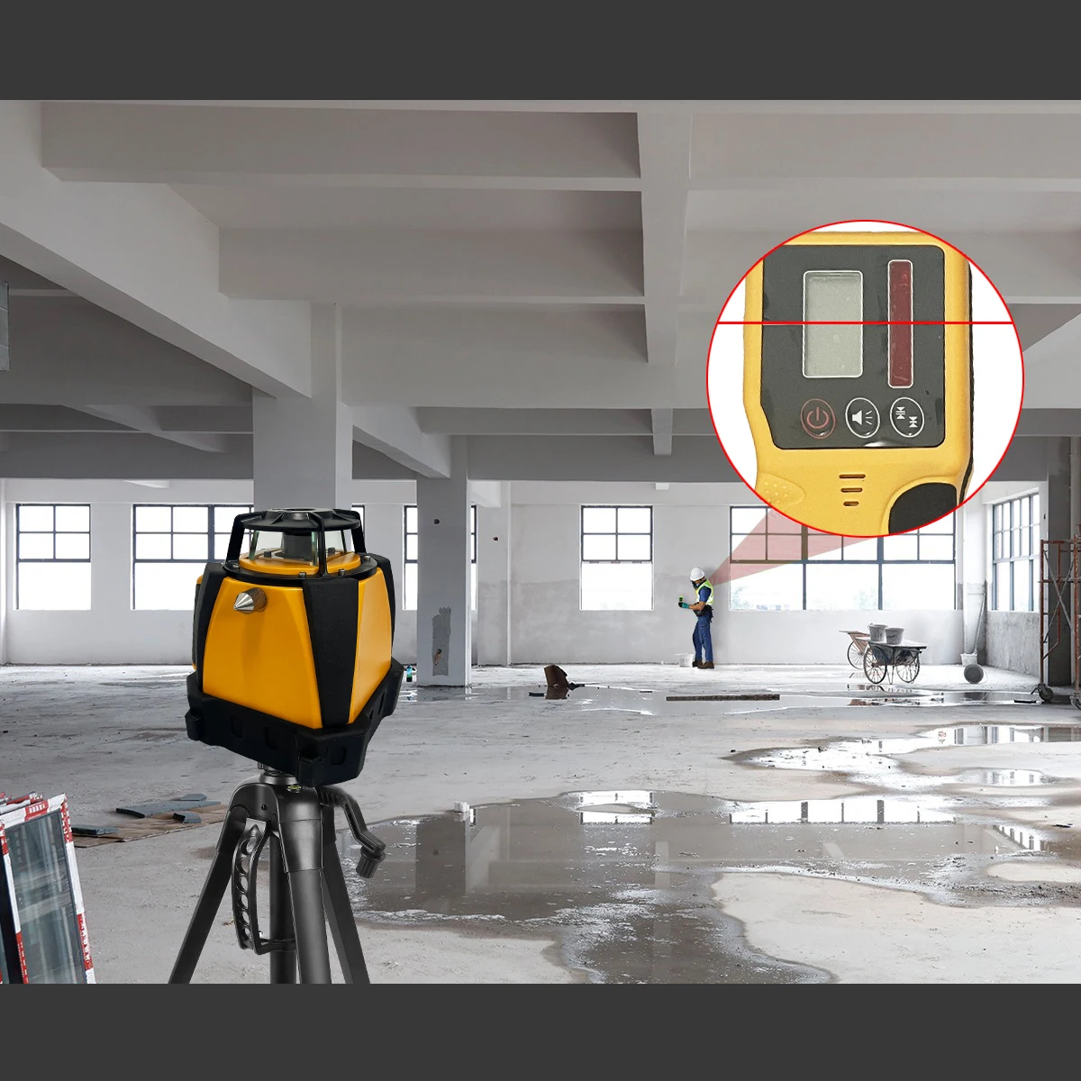 

2026 New Red Beam Rotary Laser 360 Degree Machine Line Tool Large Battery Power for Outdoor Construction 204R
