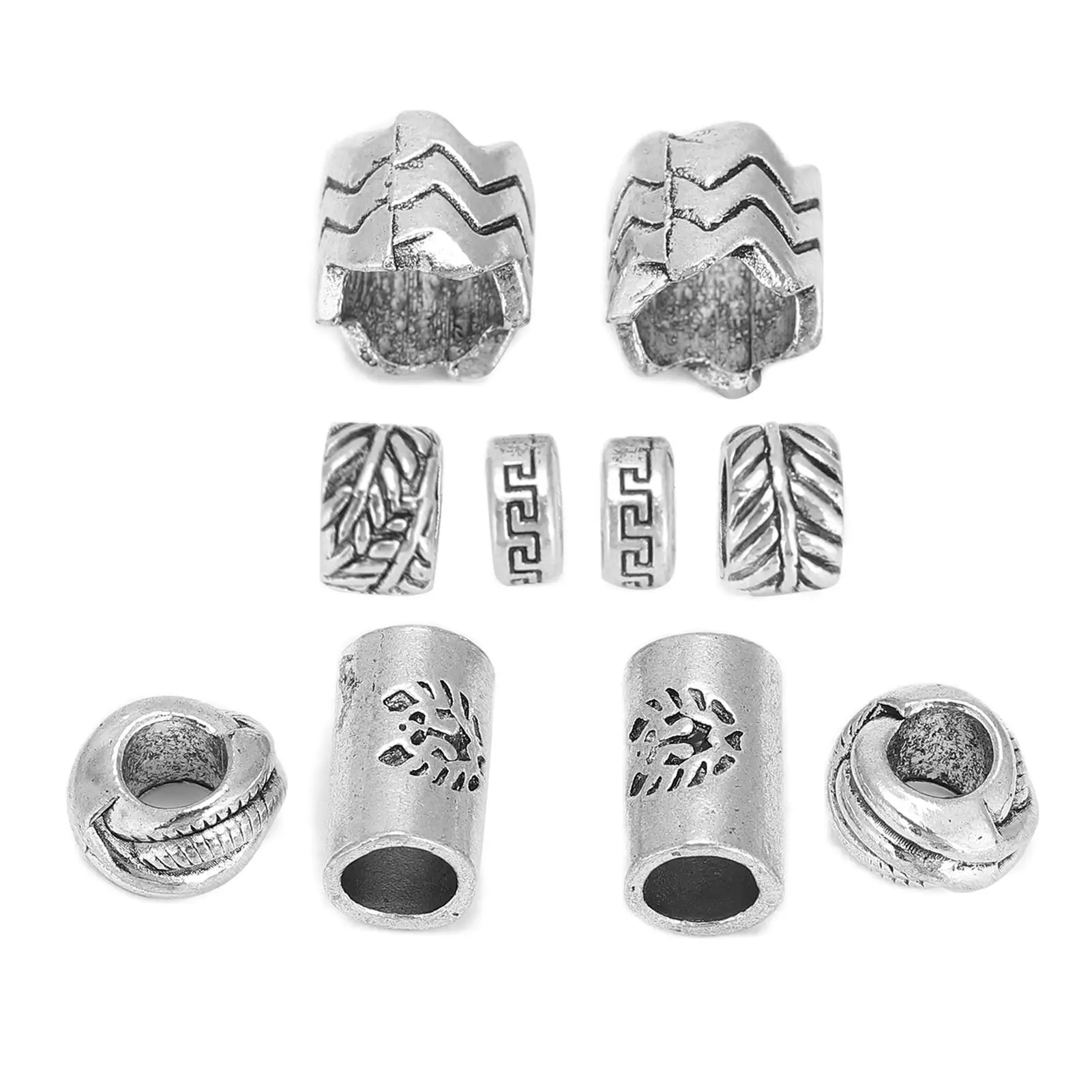 10Pcs Viking Beard Beads Alloy Norse Dreadlock Tube Pendants DIY Accessories for Beard Hair Bracelet Necklace Rings