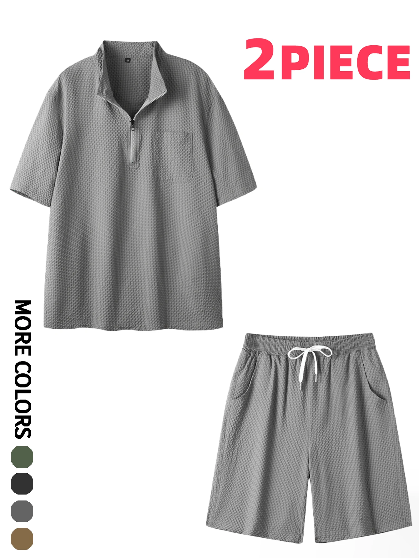 بدلة شورت رياضية كاجوال بأكمام قصيرة للرجال، قماش صديق للبشرة، ماصة للرطوبة ومسامية، مع رباط، لون عادي نقي، مناسبة للرياضات اليومية، المنزل، ركوب الدراجات، التخييم، تسلق الجبال والمشي لمسافات طويلة