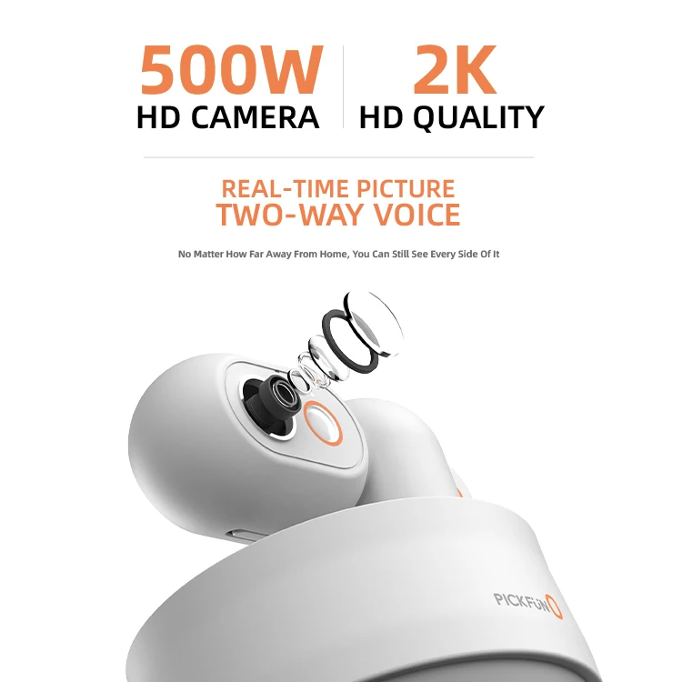 2K 500W HD Auto Track Pet Action Camera Rotation WiFi Cloud/Local Storage Lightweight Pet Health Monitoring Ai Network Camera