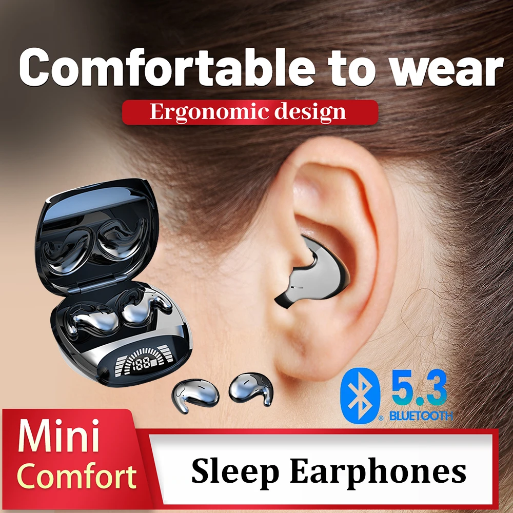 Sleep Earphones Bluetooth 5.3 Invisible Mini Headphones Wireless HiFi Stereo Headsets Noise Reduction Earbuds for Xiaomi iPhone