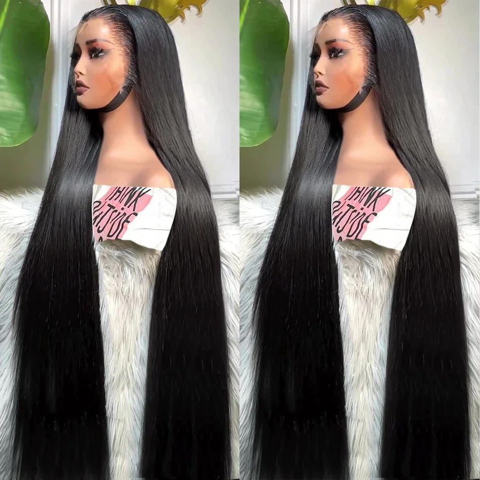 30 38 Inch Transparent 13x4 Frontal 100% Human Hair Wigs Brazilian 220 Density Bone Straight 13x6 HD Lace Front Wig For Women