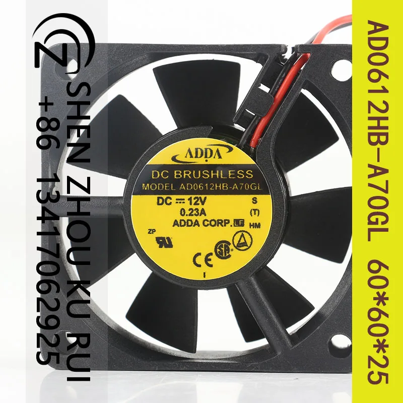 

6CM ADDA 12V 0.23A AC EC 6025 Chassis Power supply Large air volume dual ball AD0612HB-A70GL 60x60x25mm coolingfan