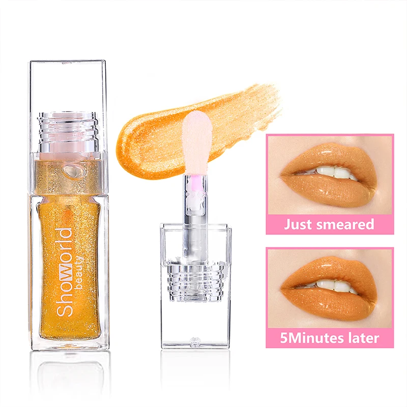 Lucidalabbra idratante giallo chiaro, lucidalabbra lucido e oleoso, prodotto naturale per illuminare le labbra, utilizzato per abbellire le labbra