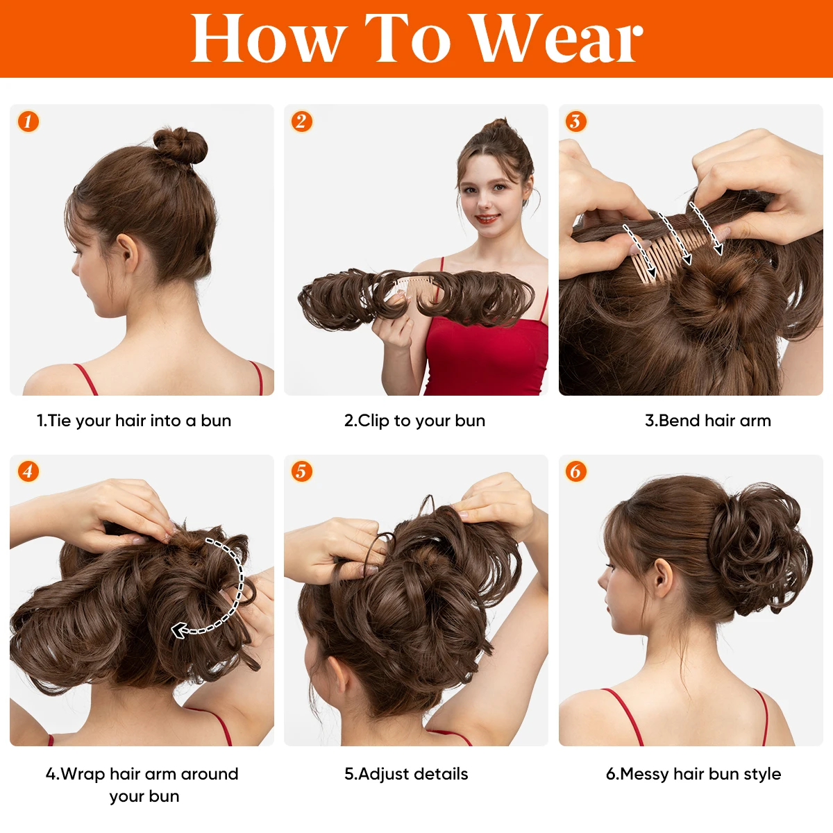 Synthetic Messy Bun Hair Piece Side Comb Clip in Hairpieces Natural Wavy Versatile Adjustable Styles Hairpiece for Women