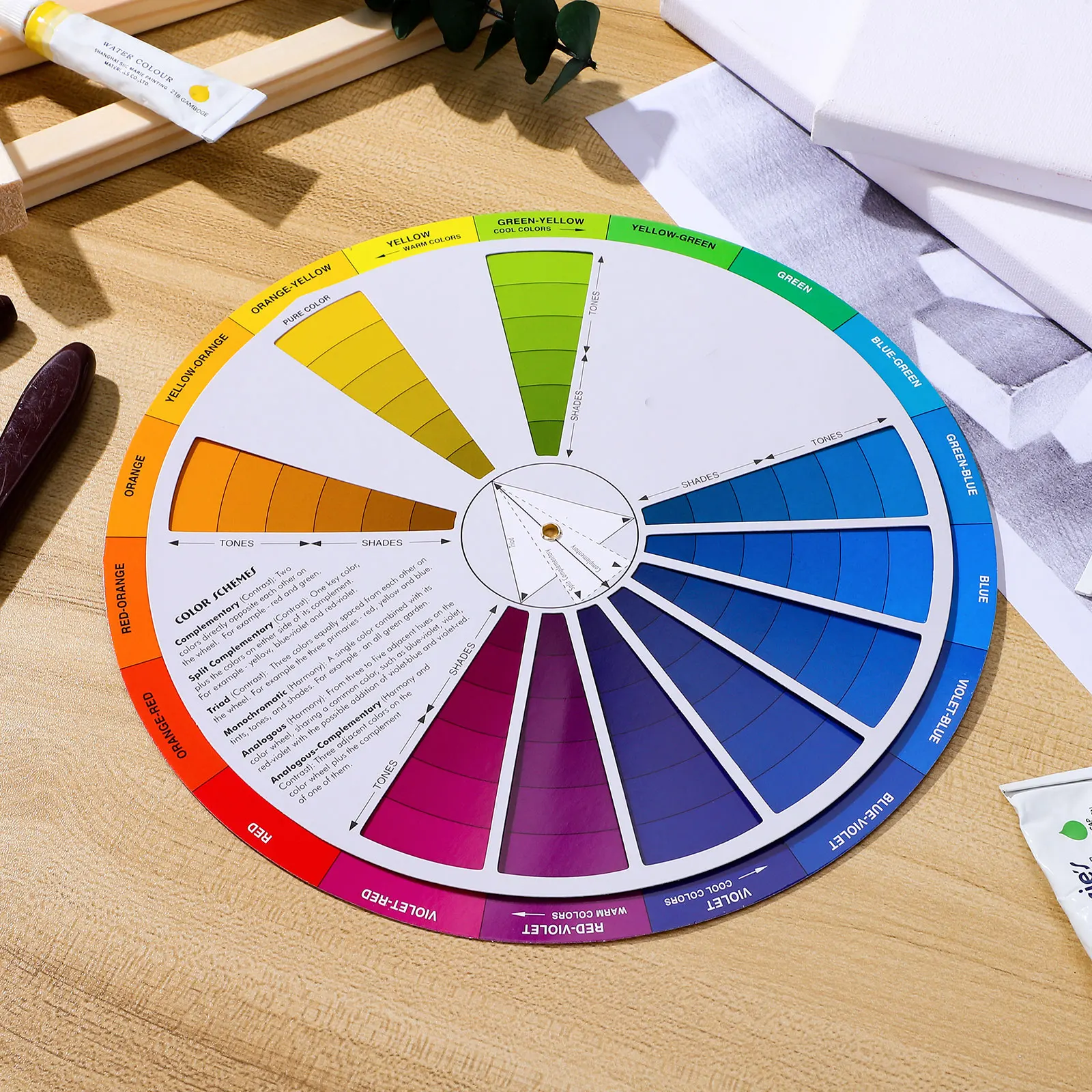 

Card Artist Mixing Guide Makeup Tool Small Accurate Travel Color Learning Card Rotation Wheel Color Board Chart Mixed Tool