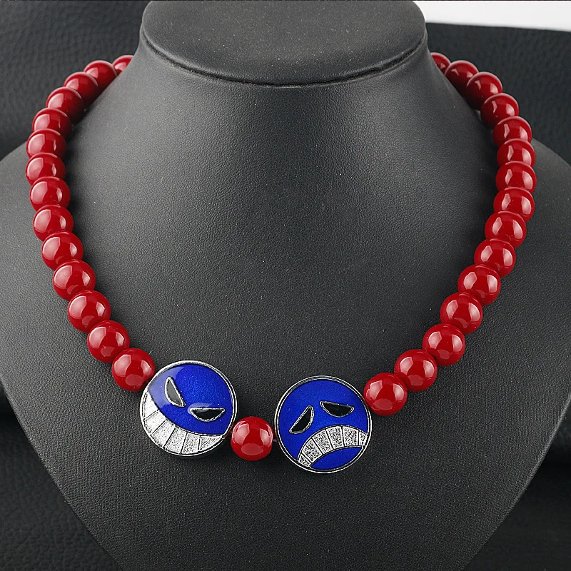 Anime Red Beads Face Bracelet Necklace, Portgas D Ace, Fashion Jewelry Accessories, Cosplay Party Gifts view 5