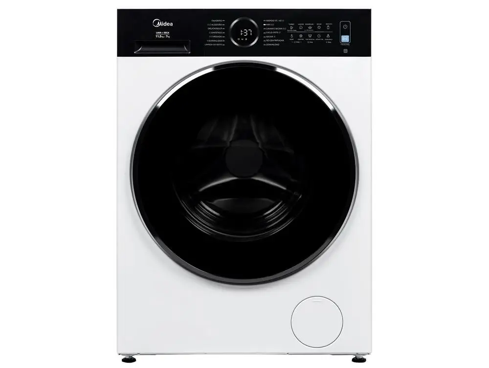Lava e Seca Midea 11,5kg MF205D115WB/WK-01 Inverter Água Quente e Fria Branca - 110V