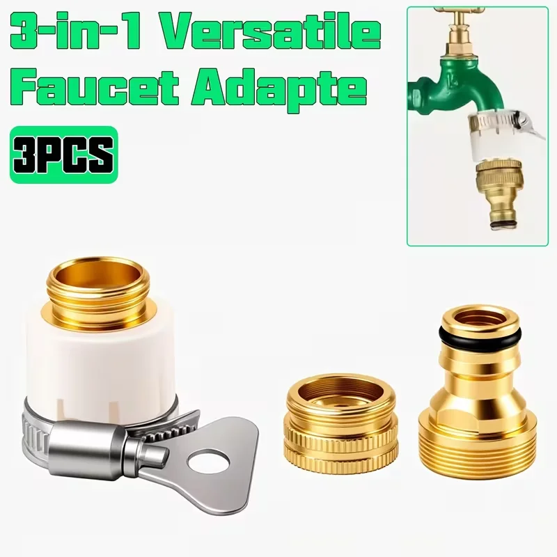 3pcs Versatile 3-in-1 Faucet Adapter with a Sturdy Connector Adjustable from 18mm to 32mm, Ideal for RV Kitchens, Bathrooms,