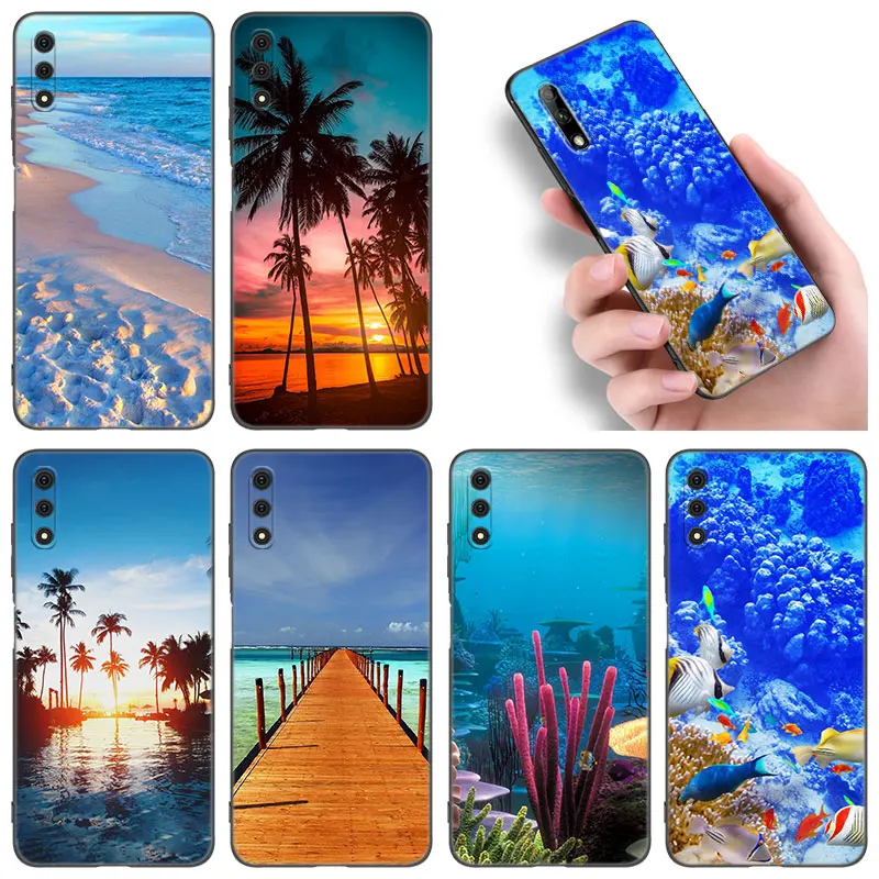 Sea Beach Seaside Phone Case For Huawei Honor 7A 8A 9X 20 Pro 10X Lite 7S 8S 8C 8X 9A 9C 10i 20i 30i 20E 20S Soft Black Cover