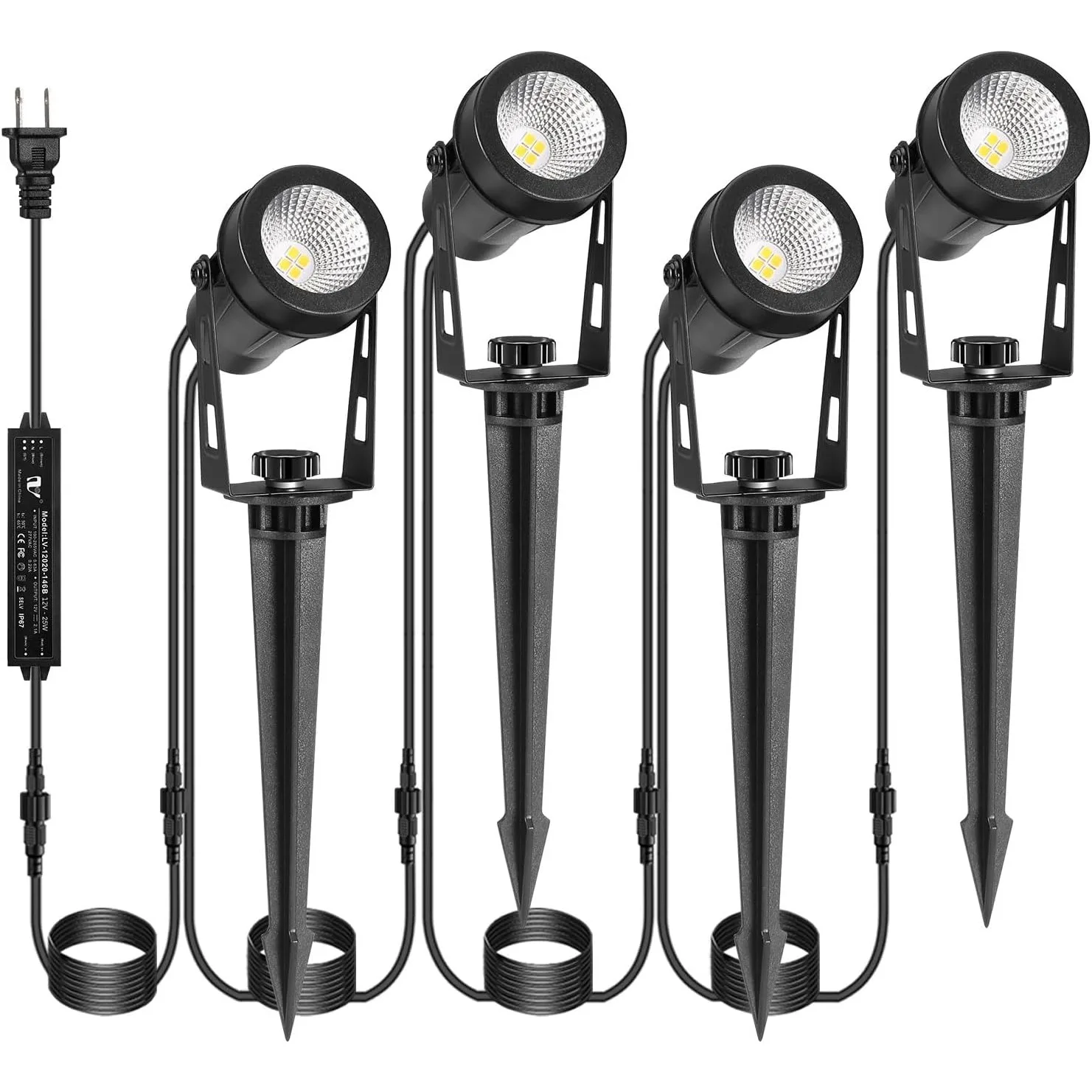 Outdoor landschapsverlichting, 4-10 stuks LED-spotlampen met transformatoren, 12V laagspanning IP65 waterdichte plug-in spotlight - afbeelding 2
