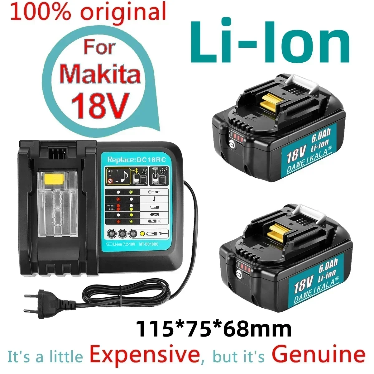 Latest Upgraded BL1860 Rechargeable Battery 18 V 6000mAh Lithium ion for (Makita )18v Battery BL1840 BL1850 BL1830 BL1860B LXT 4