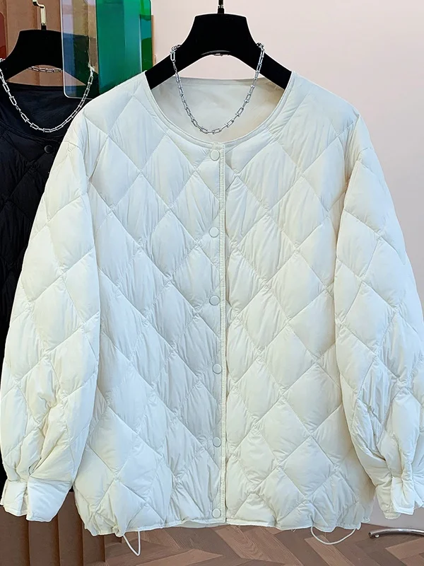 

Women's Thickened Winter Cotton Jacket Loose Fit Floral Bud Sleeve Coat Retro Style Long Sleeve round Neck Single Button Closure