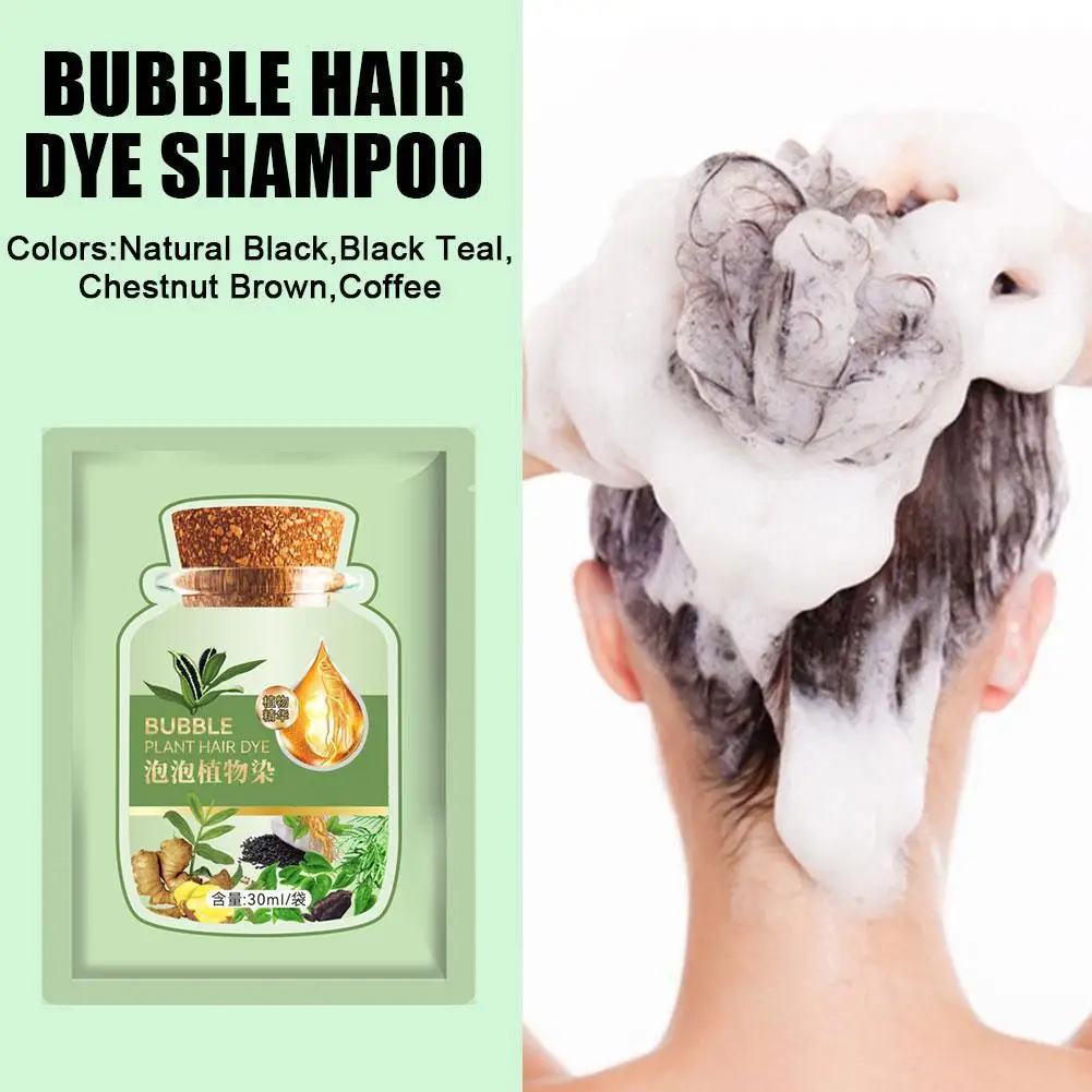 Natural Plant Bubble Hair Dye Gray White To Black Long-lasting Care Smooth Nourishing Hair Repair Hair Damaged Dry