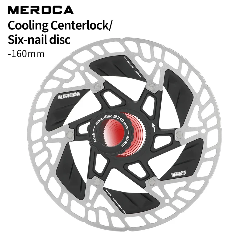

MEROCA 160mm floating cooling bicycle brake disc 6 bolts/center lock MTB road bicycle disc brake driving accessories