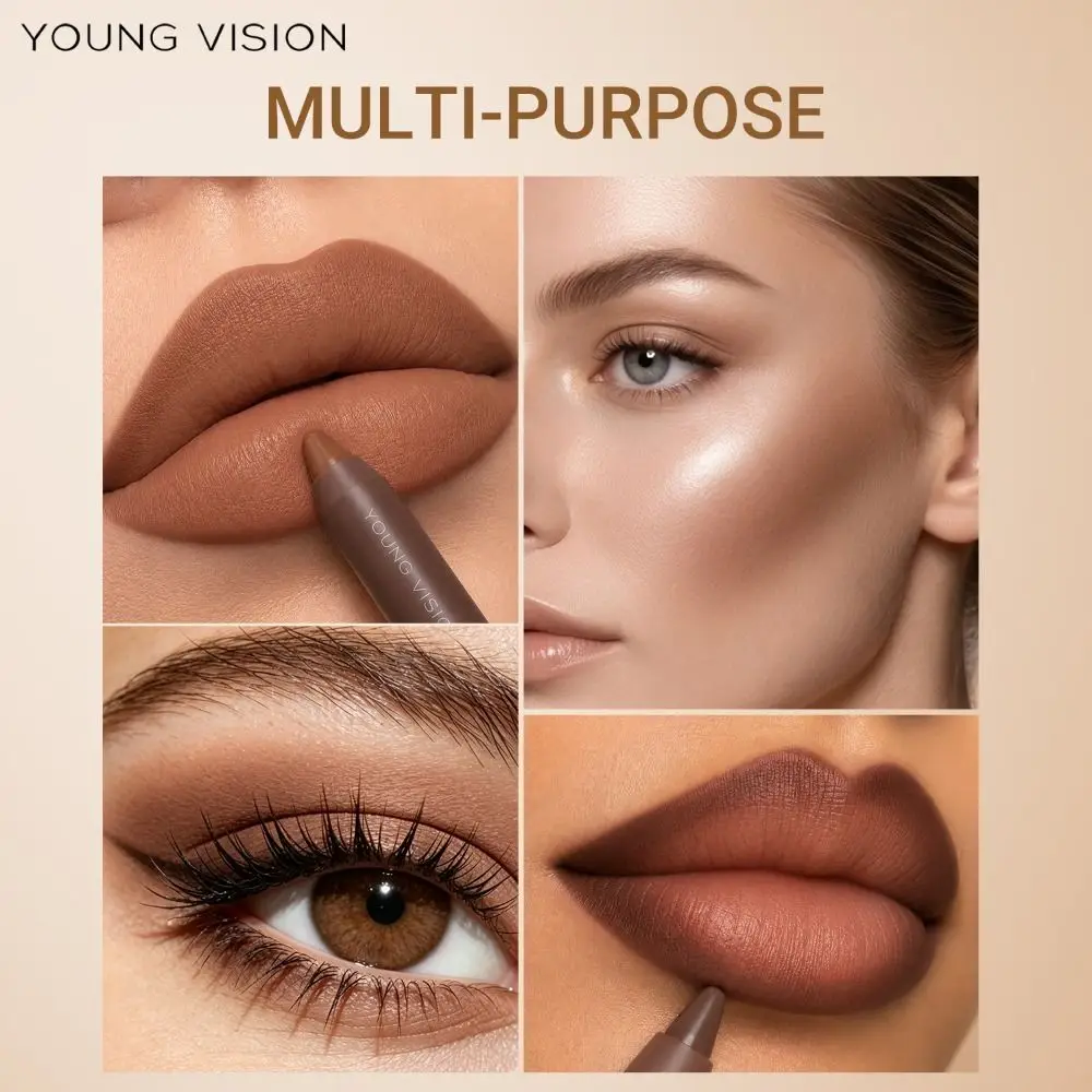 Chocolate Tone Matte Lip Liner Pencil Non-stick Cup Long Lasting Lip Contouring Pencil Soft Velvet Waterproof Lipstick Pen