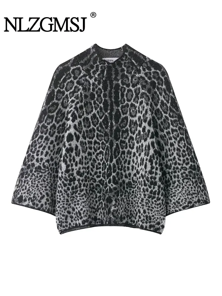 NLZGMSJ المرأة ليوبارد طباعة البلوز سترة جديدة المرأة طويلة الأكمام فضفاضة سترة جاكيتات سيدة عالية الشارع سترة Y2K #1