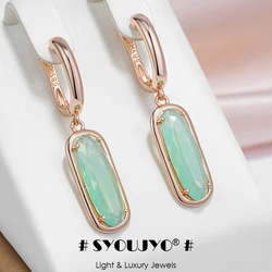 SYOUJYO Elegant Lake Green Long Natural Zircon Dangle Earrings For Women Party Wedding Luxury Jewellery 585 Rose Gold Color