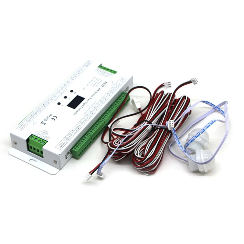 ES32 Stair Controller PIR Sensor 32CH Single Color 2CH RGB Pixel SPI LED Strip Dimmer Stairway Light Controller 5V-24V