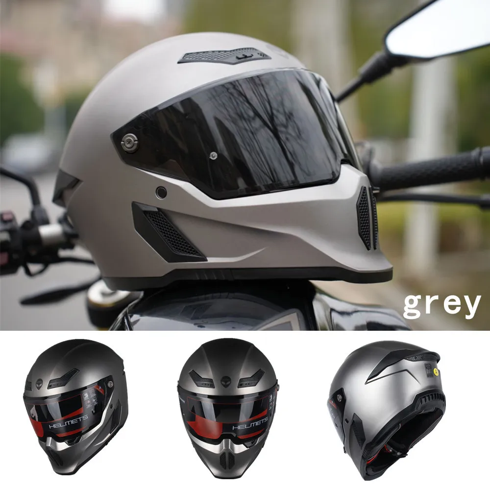DOT Vintage Full Helmet Motorcycle Helmet Tail Wing Ventilated casco moto helm motorcycle motorbike helmet