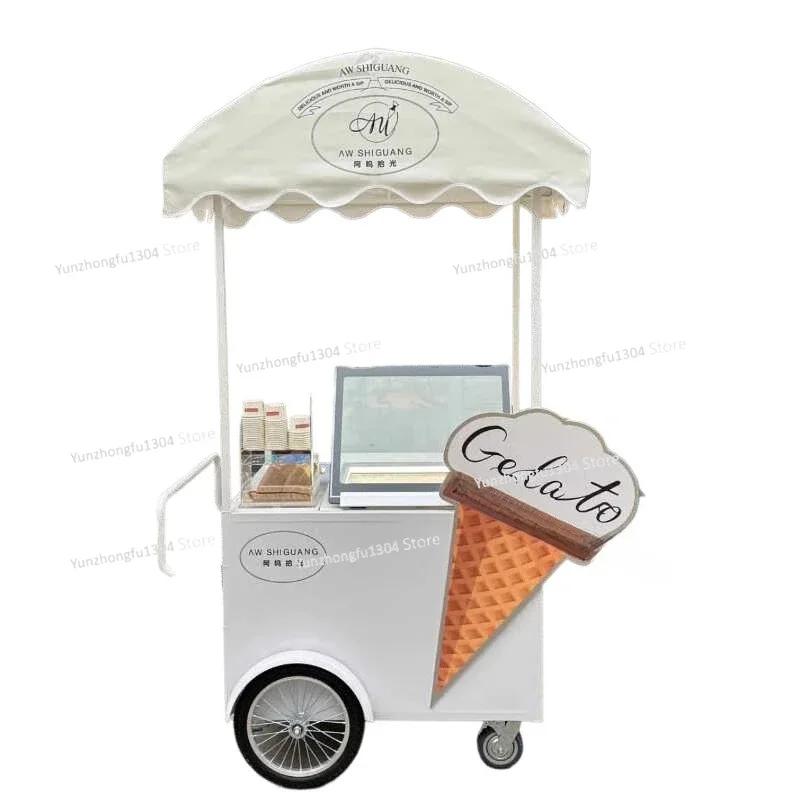 Ice cream truck movable display cabinet commercial multi-function stall cart promotion