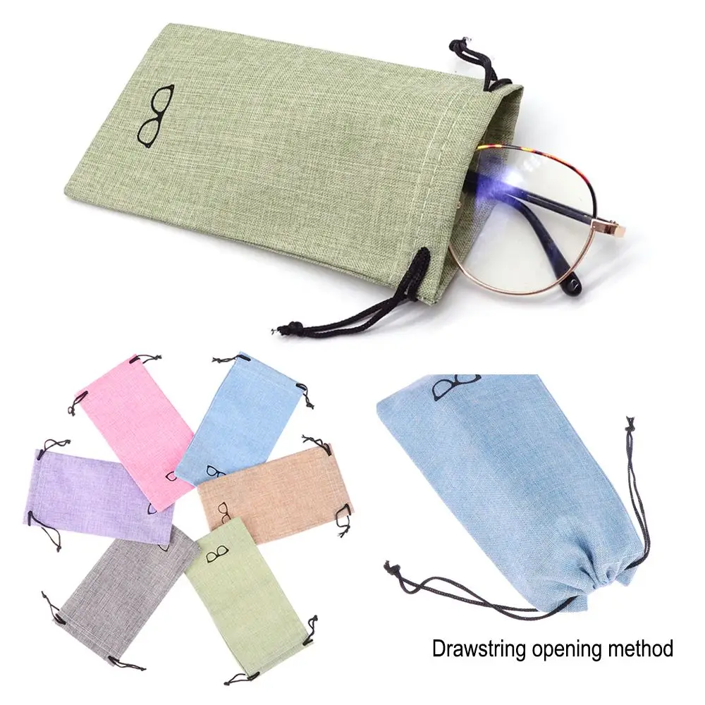 

Accessories Portable Eyewear Linen Fabric Lanyard Cloth Bags Sunglasses Bag Optical Glasses Case Eyeglasses Pouch