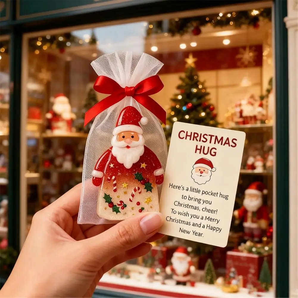 عناق عيد الميلاد للجيب الصغير، 1/2/3 قطعة مع بطاقة تشجيع، دعم الحزن العاطفي تذكار عيد الميلاد لصديق العائلة والأطفال