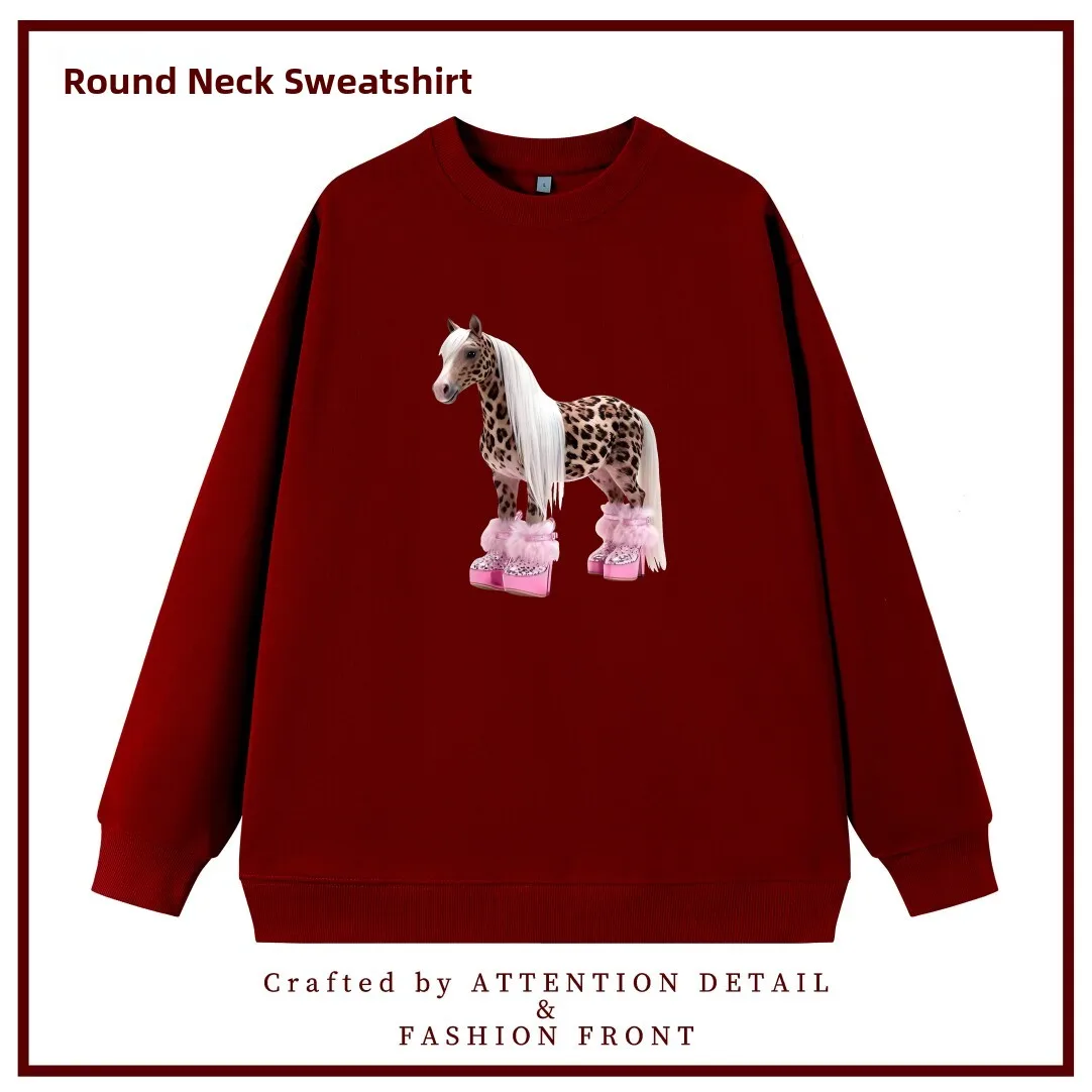 Loose Casual Island Cotton Sweatshirt Year of the  Design Sensation Versatile Top Moisture Wicking Long Sleeve Hoodie