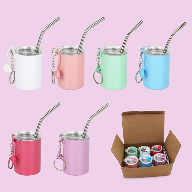 Stainless Steel Water Cup Keychain Wine Glass With Built-In Hand Ring Straw Cup Portable Baijiu Cup Suitable For Office