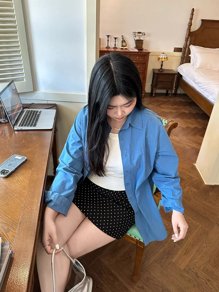 

NINI ONE plus Size Polka Dot High Waist A-Line Skirt Printed Flared f-length Slimming Large Size Skirt Casual Wear