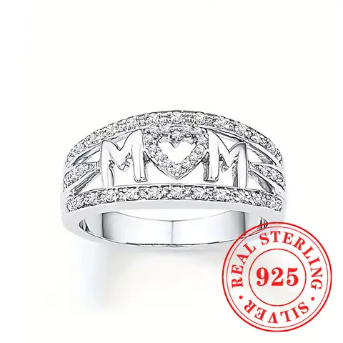 Hureal gerçek 925 ayar gümüş anne kalp tasarım yüzükler kadınlar için sıcak anne doğum günü yıldönümü en iyi hediyeler aşk Trendy takı